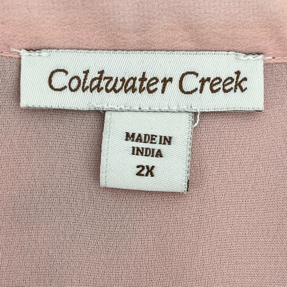 Coldwater Creek Sheer Pink Floral Print Chiffon Tunic Blouse Top 2X - Picture 8 of 10